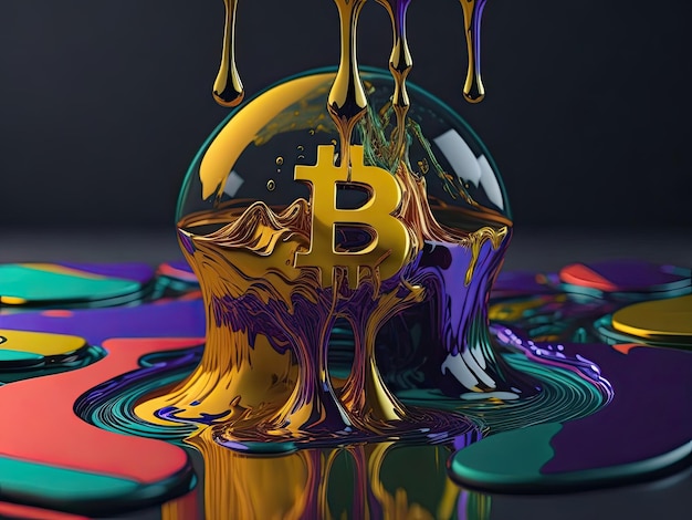 Foto moneta bitcoin in liquido