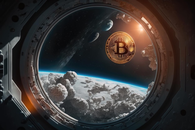 Bitcoin Coin In Space Generative AI
