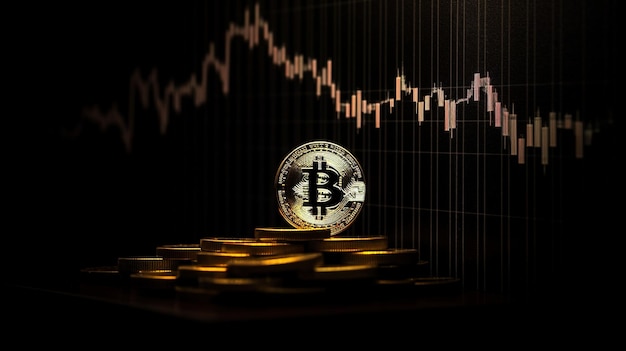 Bitcoin and Coins on Dark Elegant Background