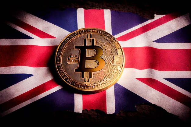 Bitcoin in the colors of the british flag Generative AI Generative AI