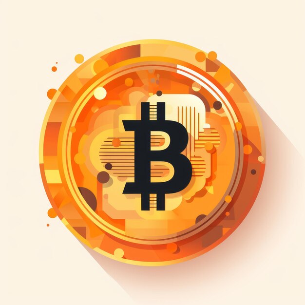 Bitcoin Concept Flat Design Art met Icon voor Digitale Valuta