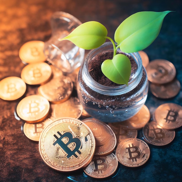 Foto bitcoin crypto coin eco groene natuur