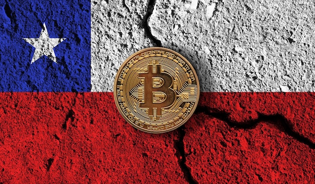Bitcoin crypto currency coin with cracked chile flag crypto restrictions
