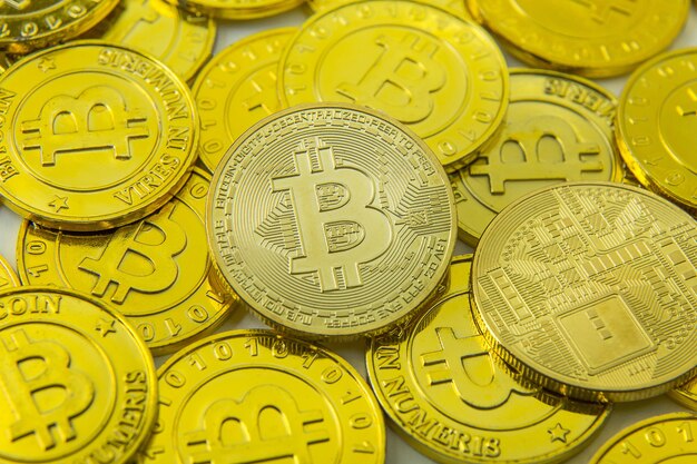 Bitcoin crypto valuta elektronische geld afbeelding close-up.