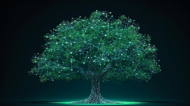 Фото Концептуальное дерево биткойн-криптовалюты и технологии блокчейн для вашего дизайна, созданное ai
