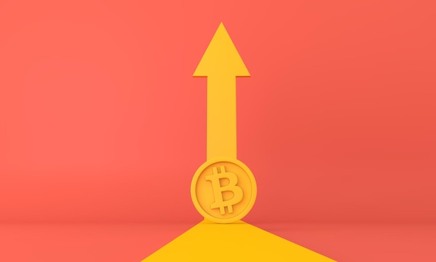 Photo bitcoin cryptocurrency coin on an upward trend arrow d rendering