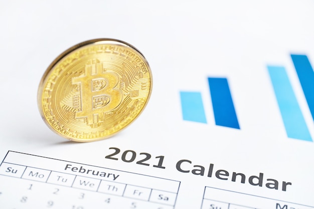 Bitcoin cryptocurrency-concept op de kalender