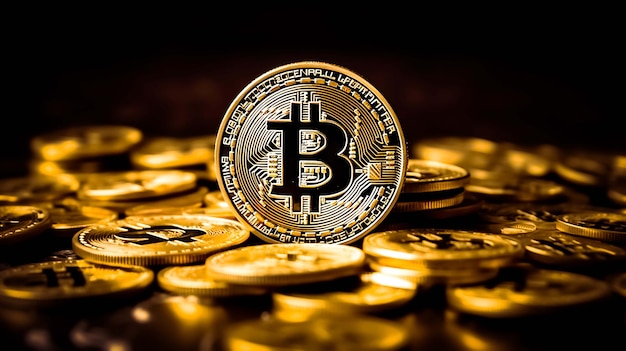 Photo bitcoin cryptocurrency digital money golden coin technology ai generated image