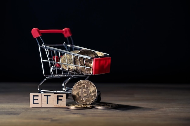 Bitcoin cryptocurrency etf exchange traded funds concept