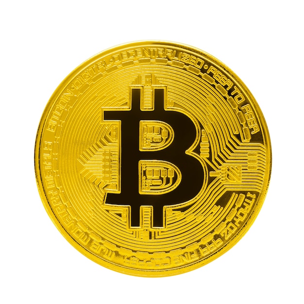 Bitcoin cryptocurrency geïsoleerd op wit