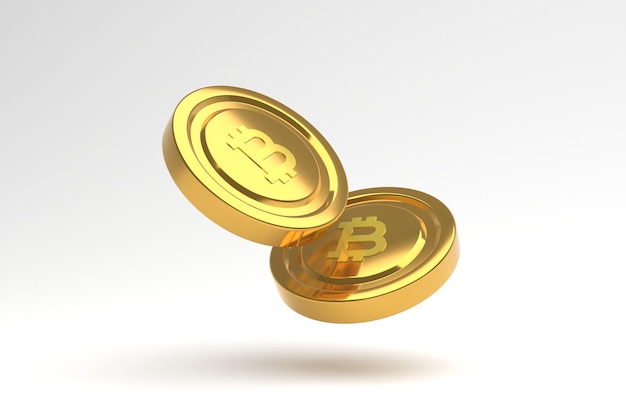 Bitcoin cryptocurrency gold coin 3d render illustration