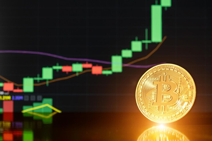 Биткоин - криптовалютная золотая монета Торговля на криптовалютной бирже