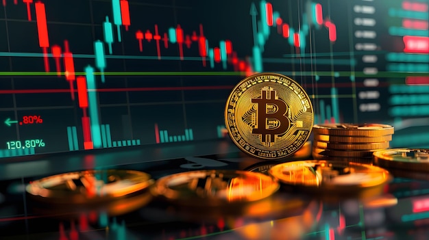 Bitcoin Cryptocurrency Growth Against Stock Market Data