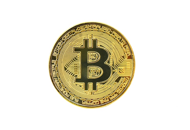 Photo bitcoin cryptocurrency isolated on whitebackground