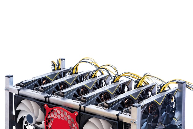 Bitcoin and cryptocurrency miner a mining computer isolated