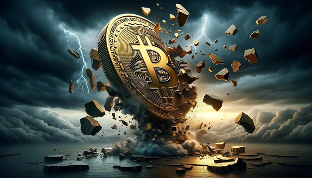 Photo bitcoin cryptocurrency value is falling down crypto crisis crypto bubble