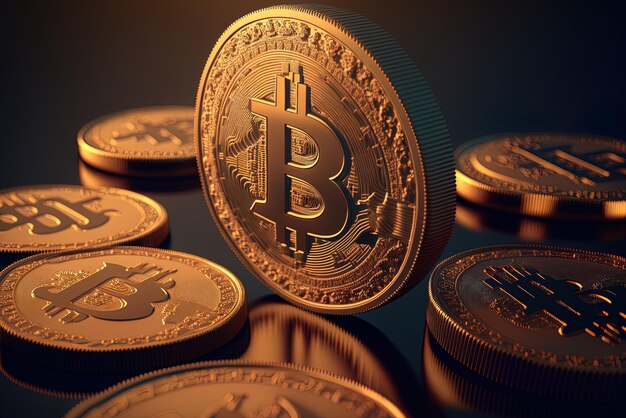 Bitcoin cryptographic money shown as gold coins the history of blockchain in banking