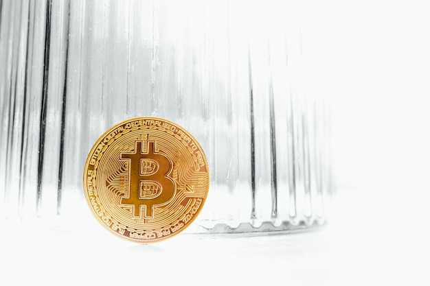 Photo bitcoin currency on white background crypto investment security and strategy