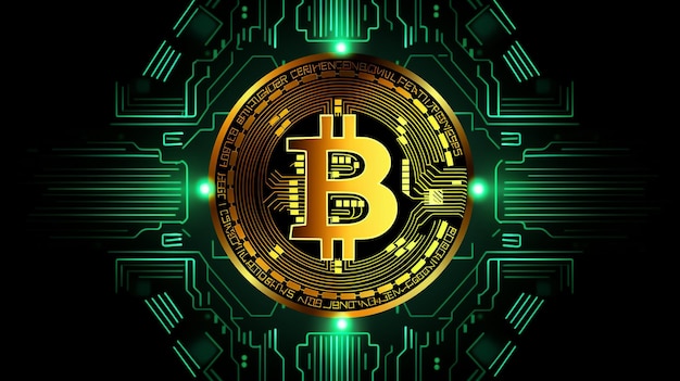 Bitcoin digital currency design green bitcoin currency money on black background