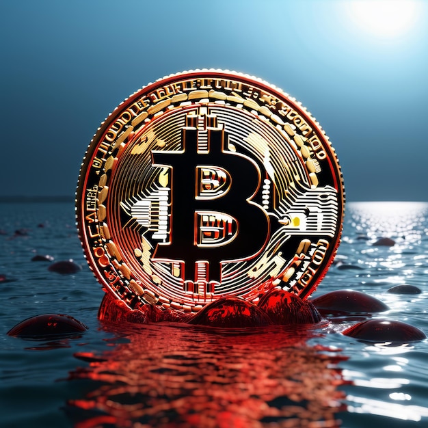 Bitcoin drijft in het water