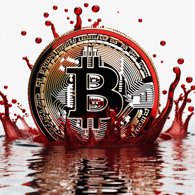 Bitcoin Emerging From Water Splash