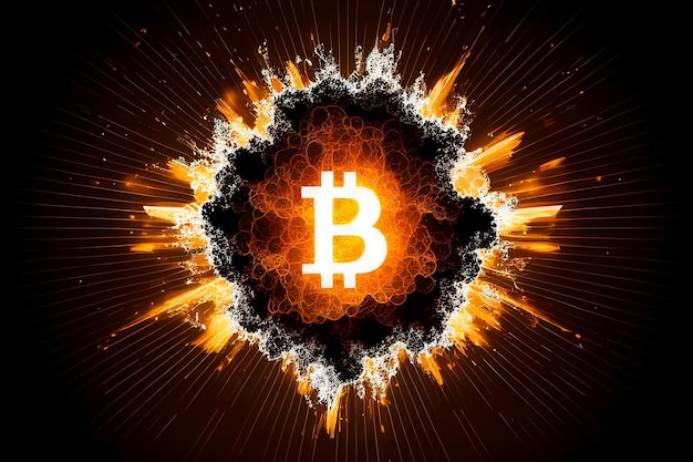 Bitcoin explosive is a cryptocurrency explodes getting destroyed like a bomb breakout Generative AI