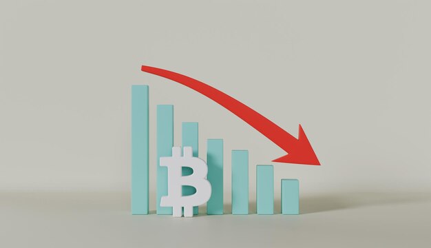 Bitcoin Finance Economy and Losing Money on Pastel Color Background