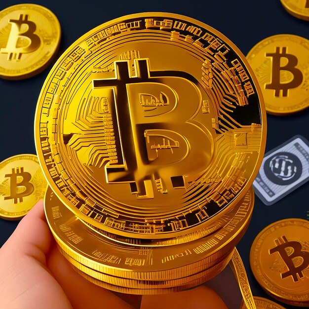 Bitcoin Fysieke bitmunt Digitale valuta Cryptocurrency gegenereerd door AI