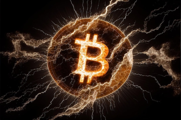 Bitcoin geraakt door bliksemschicht als crypto-crashconcept Generatieve AI-magiër