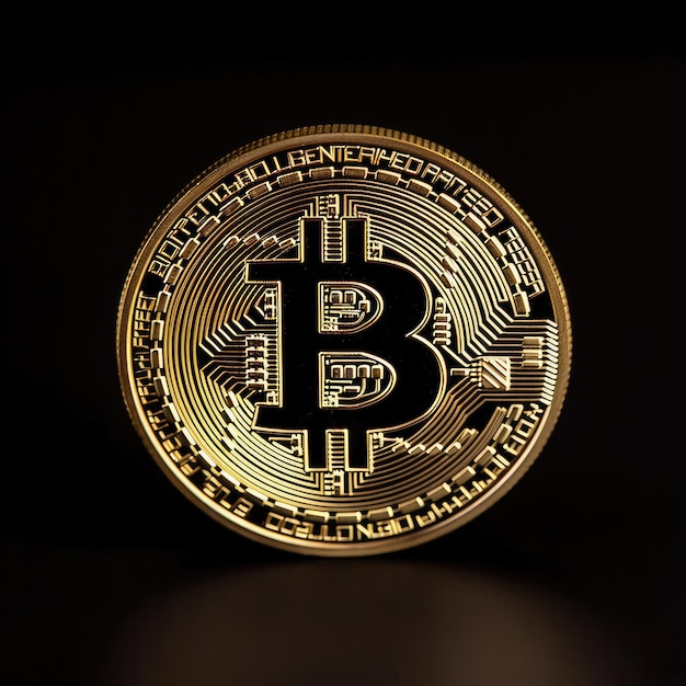 Bitcoin Gold coin BTC with dark studio Background