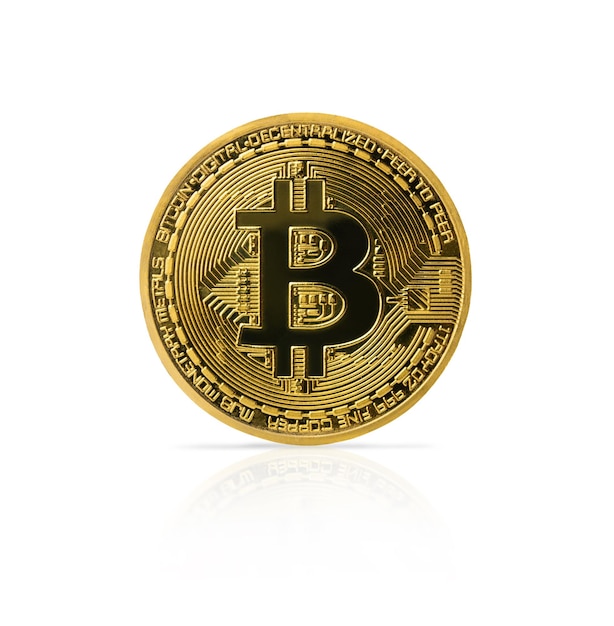 Photo bitcoin gold coin isolated on white background cryptocurrency digital money