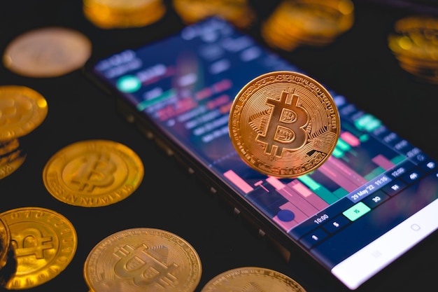 Foto bitcoin moneta d'oro