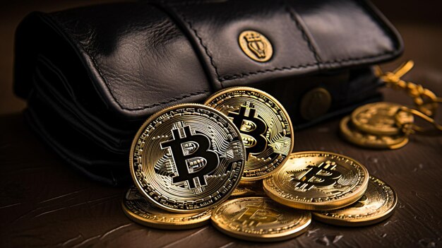 Bitcoin gold coins with wallet