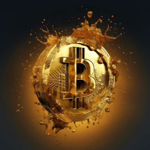 Bitcoin e sfondo logo oro illustrazione ai generativexa