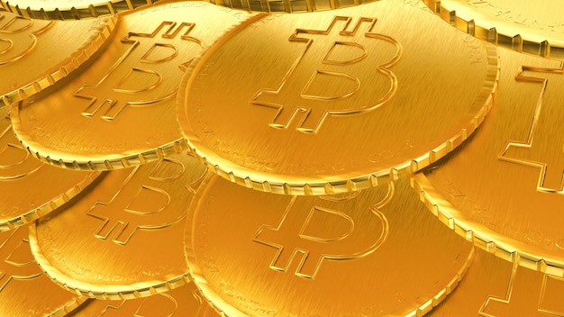 Bitcoin gold wallpaper background texture 3d illustration render