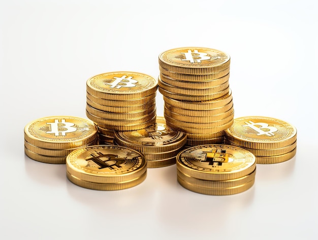 Photo bitcoin golden bitcoin isolated on white background