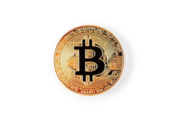 Bitcoin golden coin on table