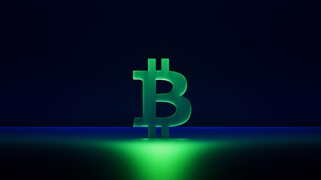 Bitcoin groen glas symbool BTC concept