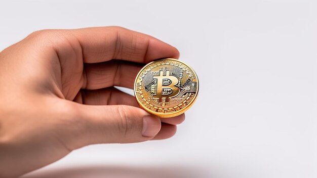 Bitcoin in hand illustraion