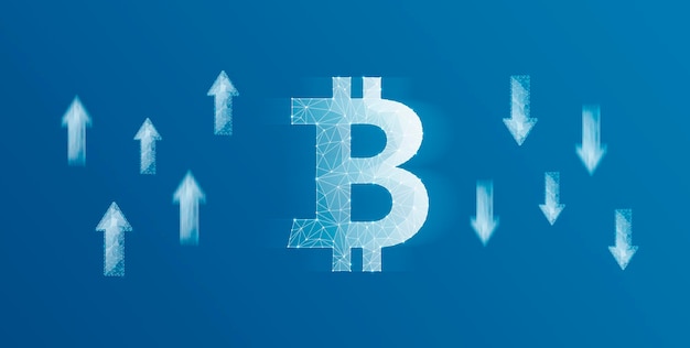 네트워크의 Bitcoin 아이콘 및 위아래 화살표