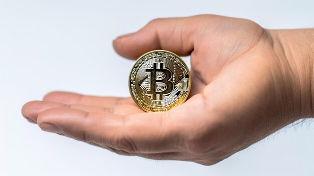 Bitcoin in de hand illustrustraion