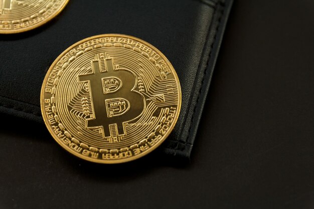 Bitcoin is een plaats op de portemonnee, het concept van cryptocurrency-handelstechnologie.