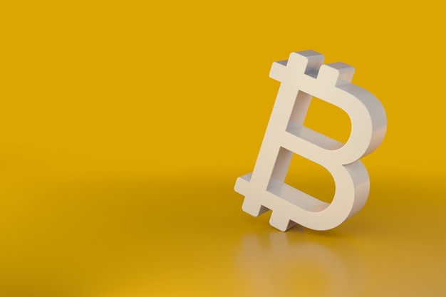 Bitcoin isolated on orange background. 3d illustration