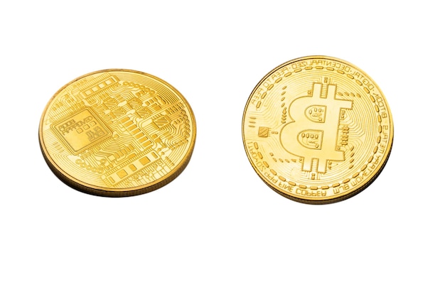 A bitcoin isolated on a white background