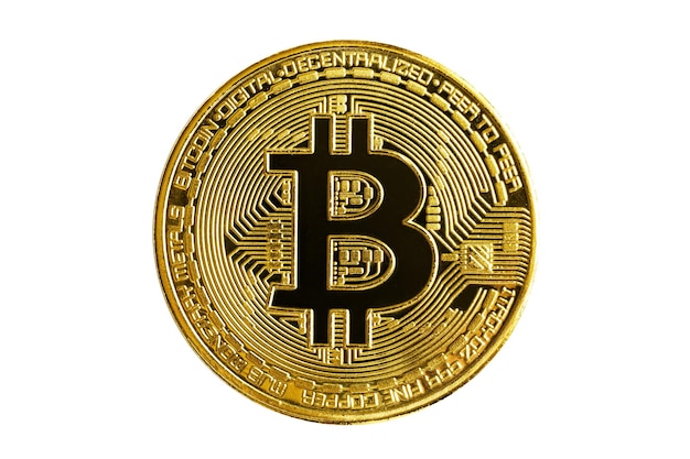 흰색 배경에 고립 된 Bitcoin