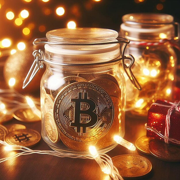 Photo bitcoin in jar