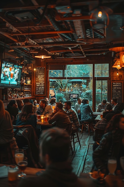 Bitcoin Meetup in a Bar with a Guest Speaker and Attendee バーでゲストスピーカーと参加者のビットコインミーティング 仮想通貨コンセプトのトレンドバックグラウンド写真