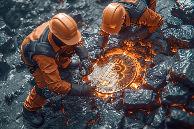 Photo bitcoin mining ai generated