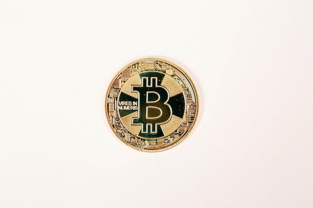 Bitcoin-munt een close-up van de bitcoin