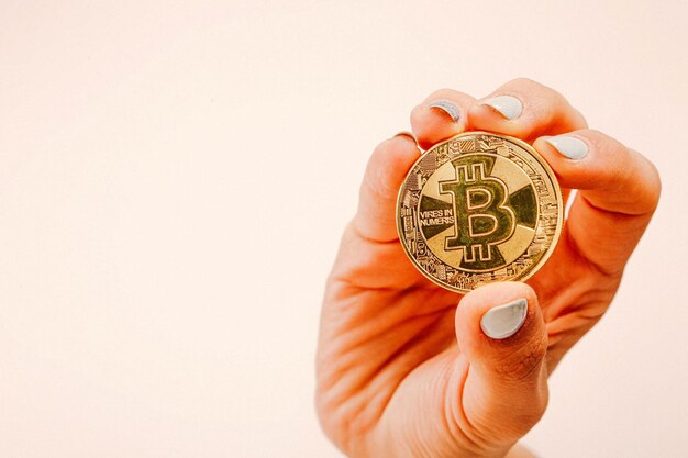 Bitcoin-munt een close-up van de bitcoin